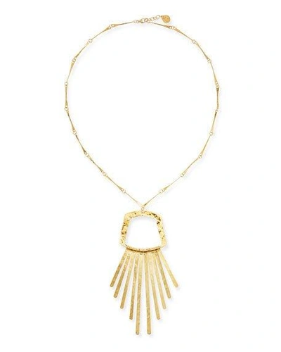 Shop Devon Leigh Long Golden Fringe Pendant Necklace