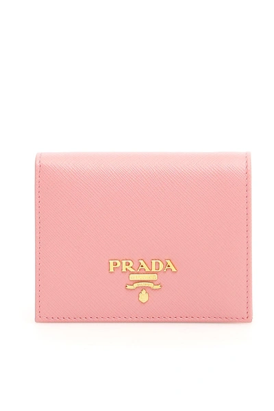 Shop Prada Bifold Wallet With Logo In Petalorosa