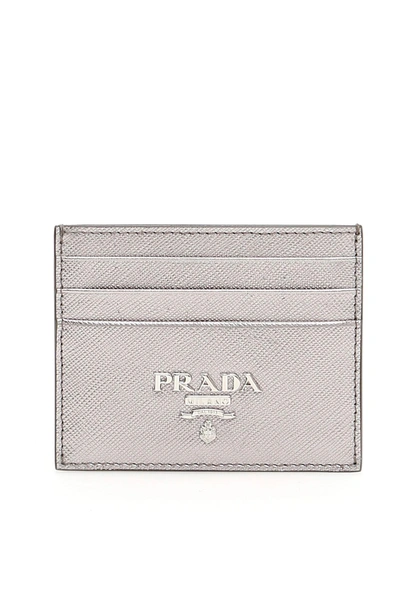 Shop Prada Lettering Logo Cardholder In Cromo
