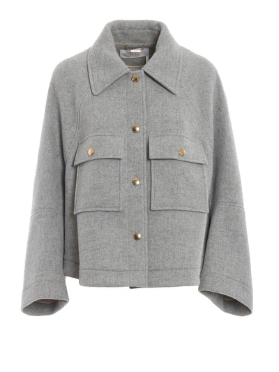 Shop Chloé Cropped Jacket In Drizzle Grey