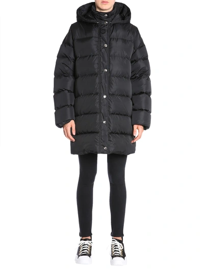 Shop Msgm Oversize Fit Down Jacket In Nero