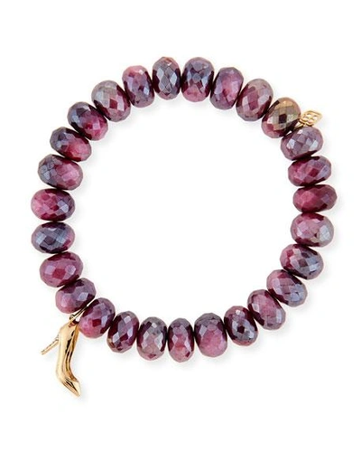 Shop Sydney Evan Red Moonstone Bead & 14k Stiletto Charm Bracelet