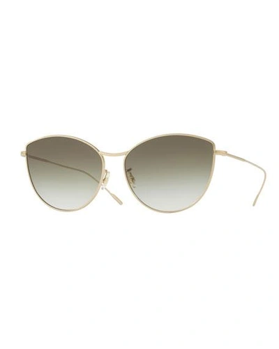 Shop Oliver Peoples Rayette Vintage-inspired Metal Cat-eye Sunglasses, Gold