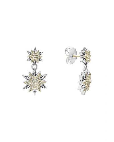 Shop Lagos Diamond Double-star Drop Earrings In Silver