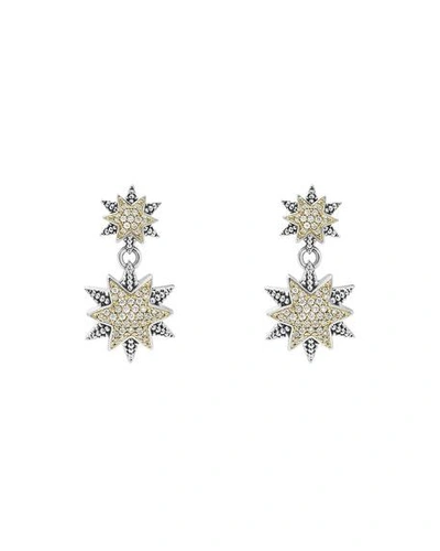 Shop Lagos Diamond Double-star Drop Earrings In Silver