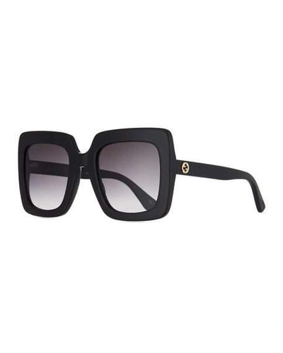 Gucci Square Acetate Gradient Sunglasses In Black | ModeSens