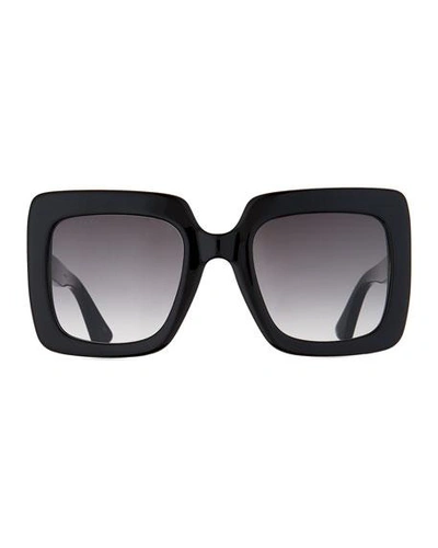 Shop Gucci Square Acetate Gradient Sunglasses In Black