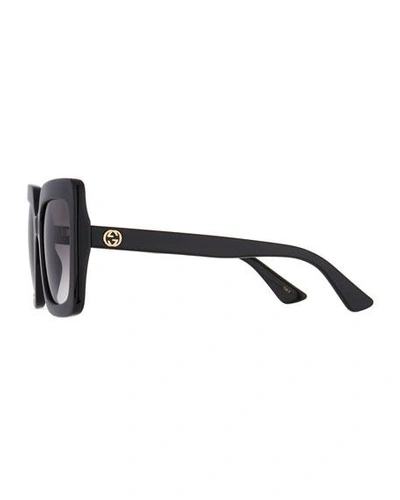 Shop Gucci Square Acetate Gradient Sunglasses In Black
