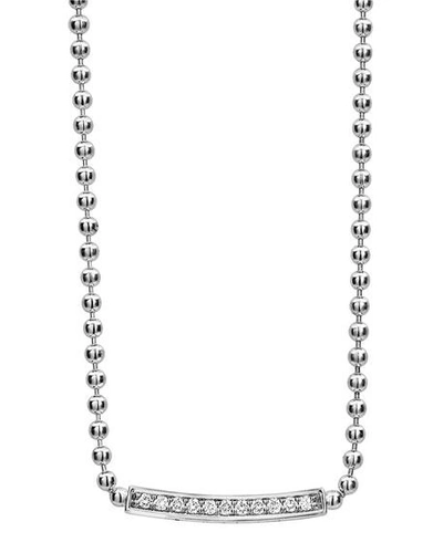 Shop Lagos Caviar Spark Diamond Ball-chain Necklace In Silver