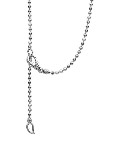 Shop Lagos Caviar Spark Diamond Ball-chain Necklace In Silver