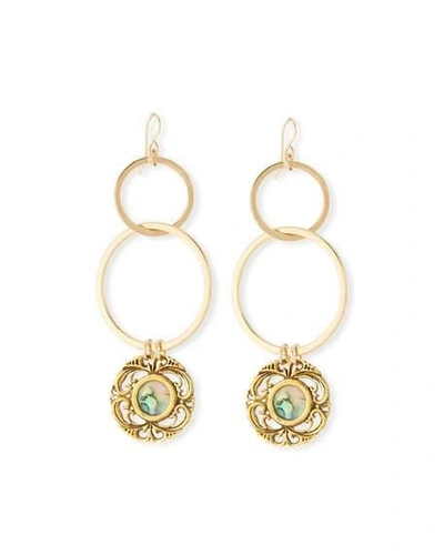 Shop Devon Leigh Opalescent Double-link Earrings In Gold