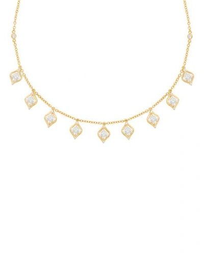 Shop Jamie Wolf Princess Cut Aquamarine Drop Necklace In Gold