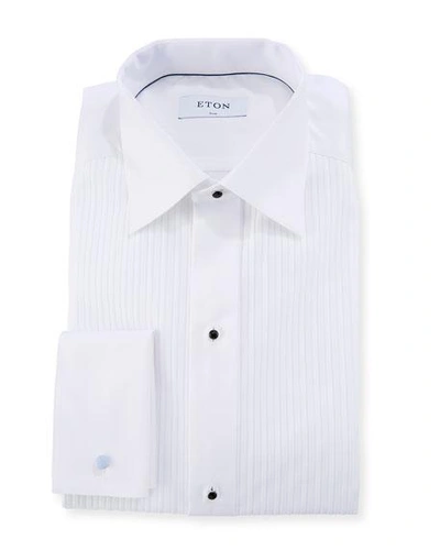 Eton Slim Fit Long Sleeve Pleated Bib Cotton Tuxedo Shirt In White