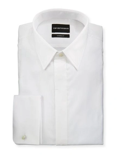 Shop Emporio Armani Men's Modern Fit Basic Tuxedo Shirt With Point Collar %26 French Cuffs In White