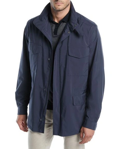 Shop Loro Piana Men's Traveler Windmate Storm System Jacket In Blue