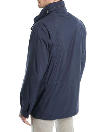 Shop Loro Piana Men's Traveler Windmate Storm System Jacket In Blue