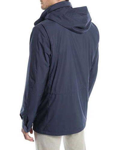 Shop Loro Piana Men's Traveler Windmate Storm System Jacket In Blue