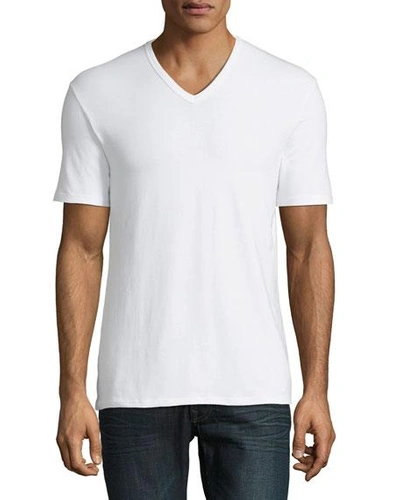 Shop Neiman Marcus Men's 3-pack Cotton Stretch T-shirts In White