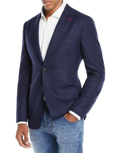 Shop Isaia Men's Cortina Wool Blazer In Navy