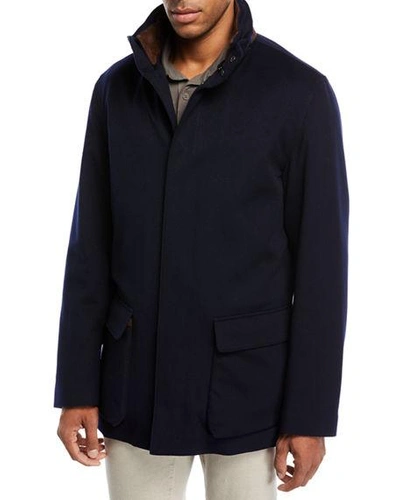 Shop Loro Piana Winter Voyager Cashmere Storm System Coat In Navy