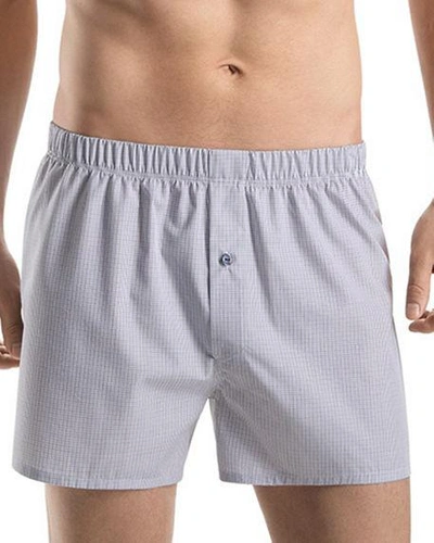 Shop Hanro Men's Fancy Woven Cotton Boxers In Gray