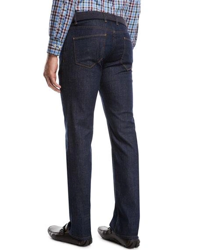 Shop Peter Millar Men's Straight-leg Stretch-denim Jeans In Indigo