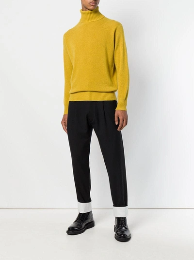 Shop Maison Flaneur Ribbed Turtle Neck Jumper - Yellow