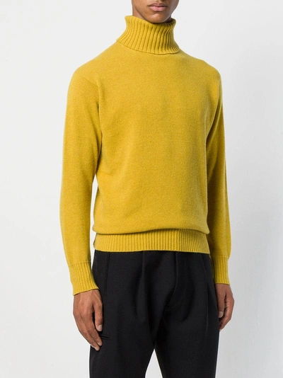 Shop Maison Flaneur Ribbed Turtle Neck Jumper - Yellow