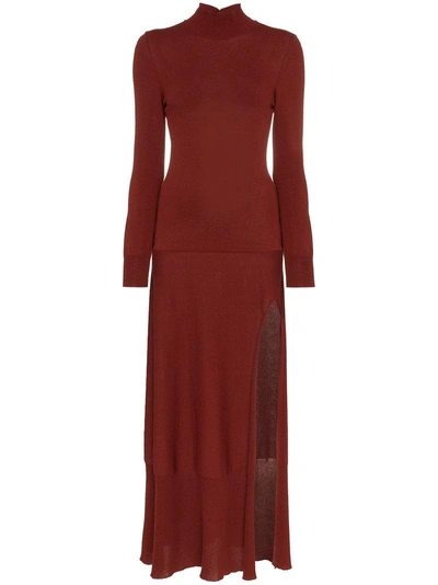 Shop Jacquemus Side-slit Long Dress - Red