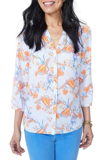 Shop Nydj Pleat Back Blouse In Tidal Vines Tranquility