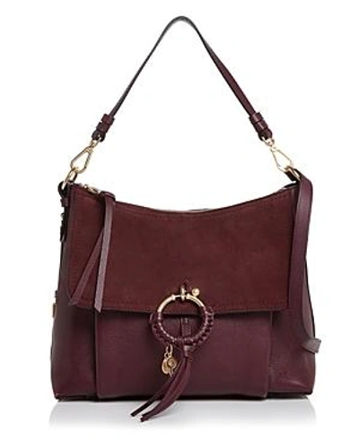 Shop See By Chloé See By Chloe Joan Suede & Leather Shoulder Bag In Obscure Purple/gold