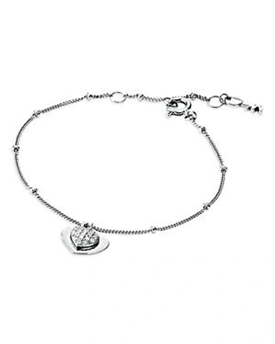 Shop Michael Kors Kors Love Pave Heart Sterling Silver Bracelet In 14k Gold-plated Sterling Silver, 14k Rose Gold-plat