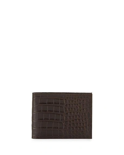 Shop Neiman Marcus Alligator Bi-fold Wallet In Brown