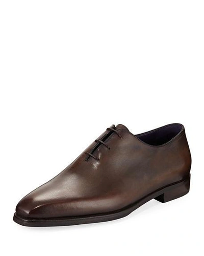 Shop Berluti Alessandro Demesure Leather Oxfords With Leather Sole In Td Moro