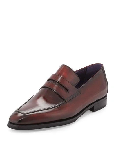 Shop Berluti Andy Burnished Leather Loafer In Red