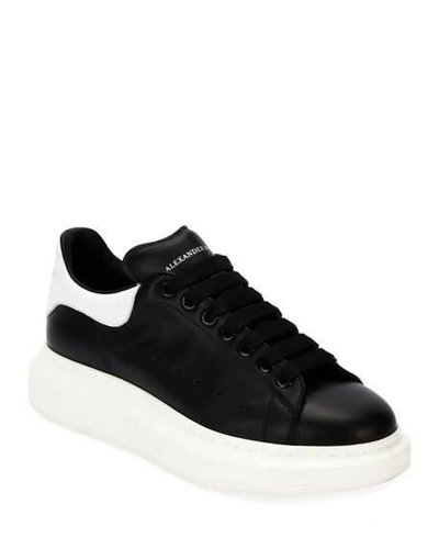 Shop Gucci Men's Bicolor Leather Low-top Sneakers In Ivory/blk