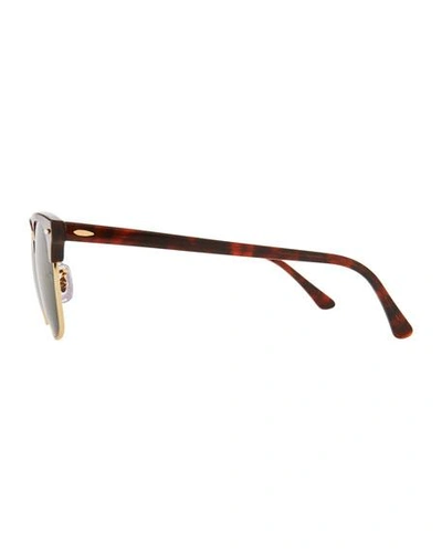 Shop Ray Ban Men's Classic Clubmaster Polarized Half-rim Sunglasses In Red Pattern