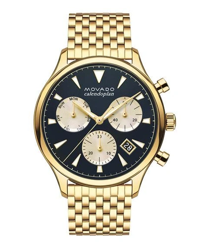 Shop Movado Men's Heritage Series Calendoplan Bracelet Watch, Gold