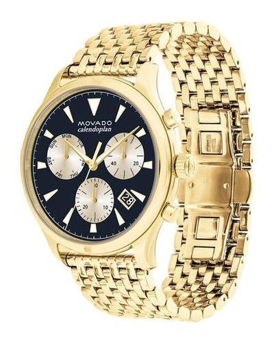 Shop Movado Men's Heritage Series Calendoplan Bracelet Watch, Gold