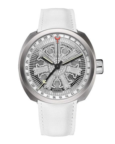 Shop Tockr Watches Radial Engine Leather Watch, Silver
