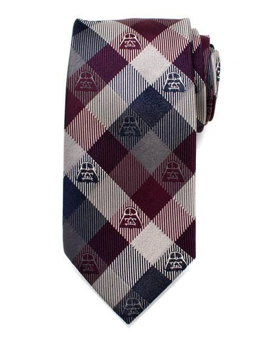 Shop Cufflinks, Inc Star Wars Darth Vader Plaid Silk Tie In Plum