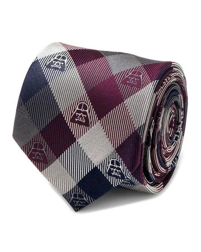 Shop Cufflinks, Inc Star Wars Darth Vader Plaid Silk Tie In Plum