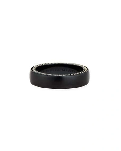 Shop David Yurman Men's Streamline Narrow Band Ring W/ Black Titanium In Silver