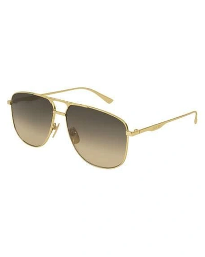 Shop Gucci Metal Pilot Sunglasses, Gold