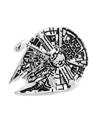 Shop Cufflinks Inc. 3d Millennium Falcon Lapel Pin In Silver