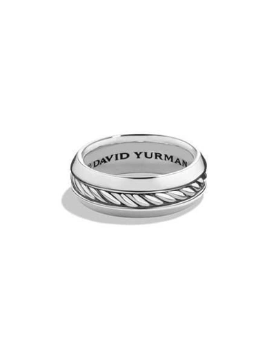 Shop David Yurman Men's Cable Inset Band Ring In Silver, 8mm