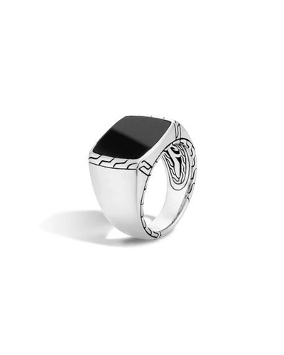 Shop John Hardy Men's Batu Classic Chain Silver Signet Ring In Black