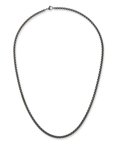 Shop David Yurman Men's Box Chain Necklace In Darkened Stainless Steel, 4mm, 24"l In Silver