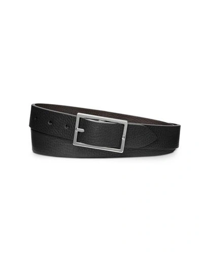 Shop Shinola Men's Reversible Rectangular-buckle Leather Belt In Black/brown