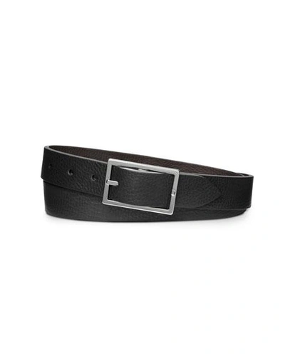 Shinola Men's Reversible Rectangular-buckle Leather Belt In Black/brown